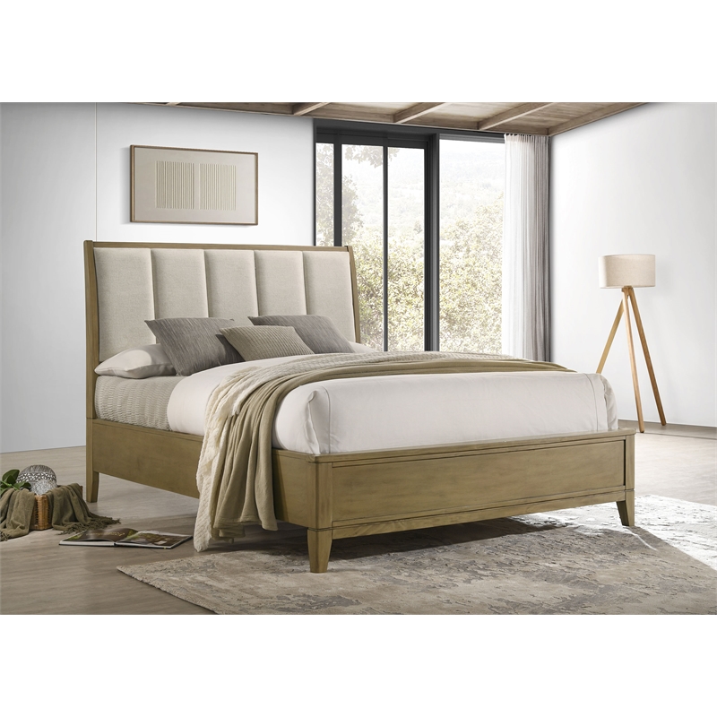 Granada Upholstered California King Panel Bed Natural Pine