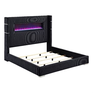 Tisdall Upholstered Eastern King Flame Visualizer Bed Black