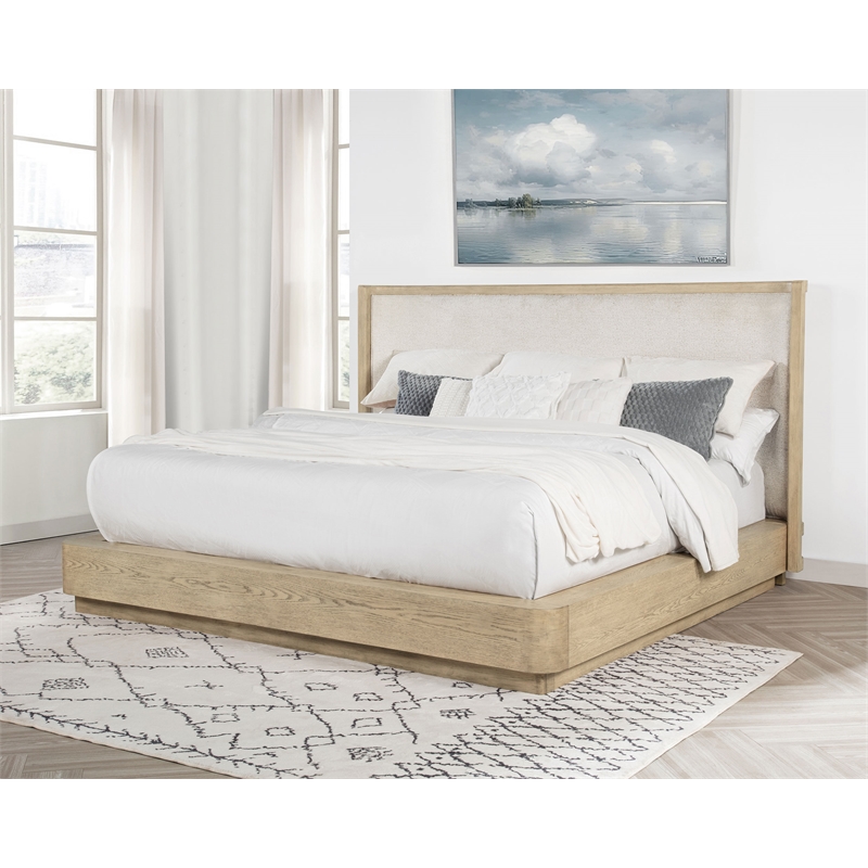 Kailani 52-inch Eastern King Wingback Bed Beige Oak