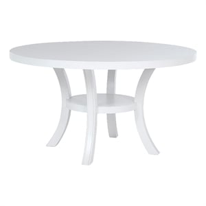 Judd 54-inch Round Dining Wood Table with Shelf Pearl White