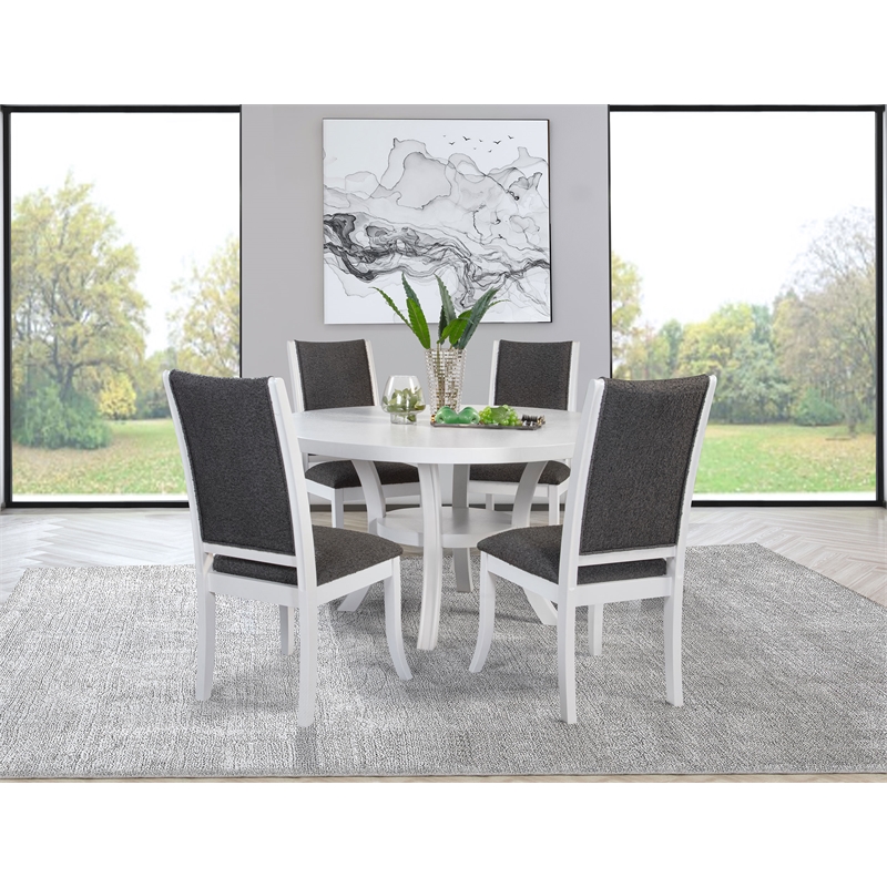 Judd 5-piece 54-inch Round Wood Dining Table Set Pearl White