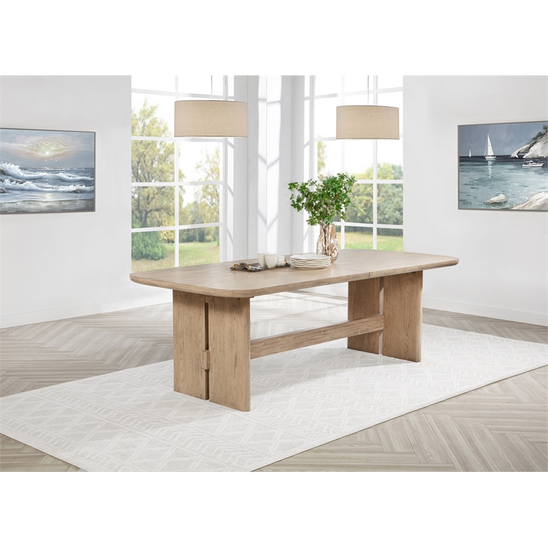 Kailani 110-inch Rectangular Wood Dining Table Beige Oak