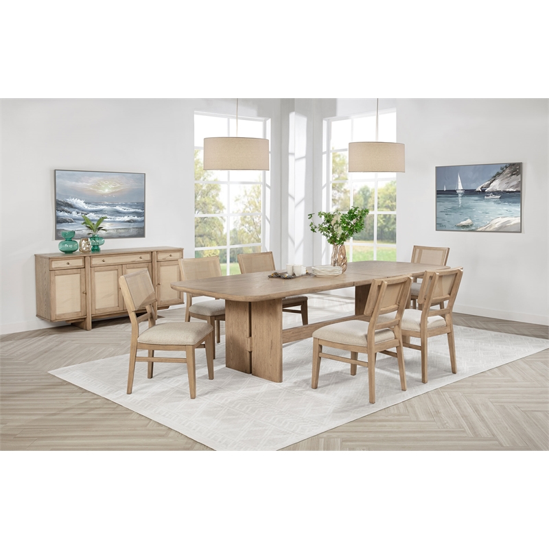 Kailani 7-piece Rectangular Wood Dining Table Set Beige Oak
