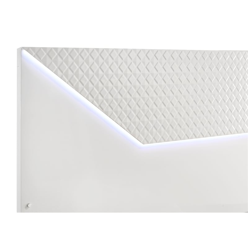 Ives Eastern King Panel Bed LED Headboard White High Gloss