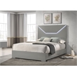 Ives Queen Panel Bed LED Headboard Grey High Gloss