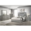 Ives Queen Panel Bed LED Headboard Grey High Gloss