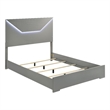 Ives Queen Panel Bed LED Headboard Grey High Gloss