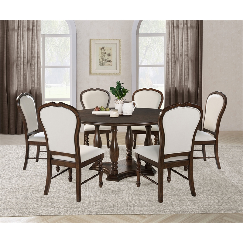 Landon 60-inch Round Wood Pedestal Dining Table Rich Brown
