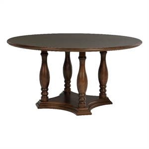 Landon 60-inch Round Wood Pedestal Dining Table Rich Brown