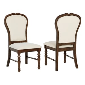 coaster landon upholstered fabric side chair in rich brown and ivory