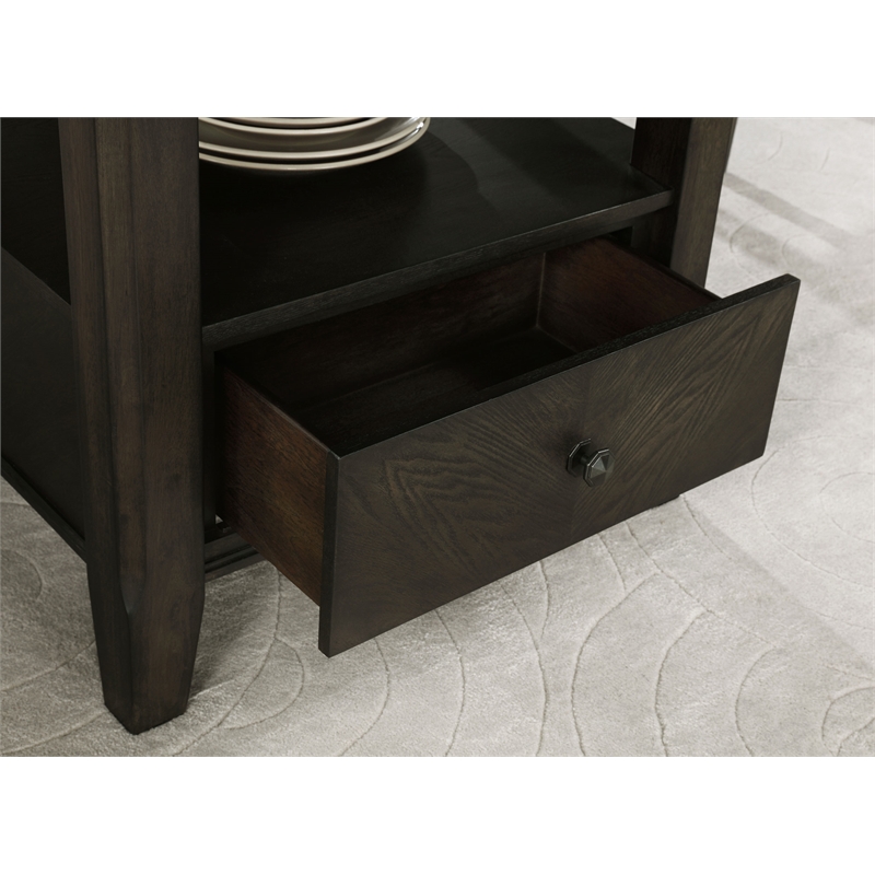 Twyla 60-inch Round Dining Table with Drawer Dark Cocoa