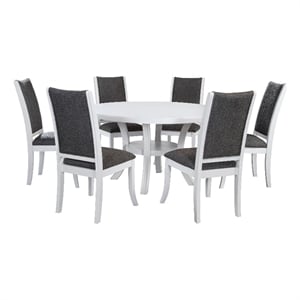 Judd 7-piece 54-inch Round Wood Dining Table Set Pearl White