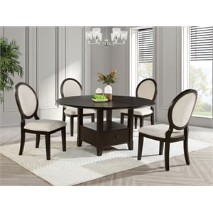 Twyla 5-piece 60-inch Round Wood Dining Table Set Dark Cocoa