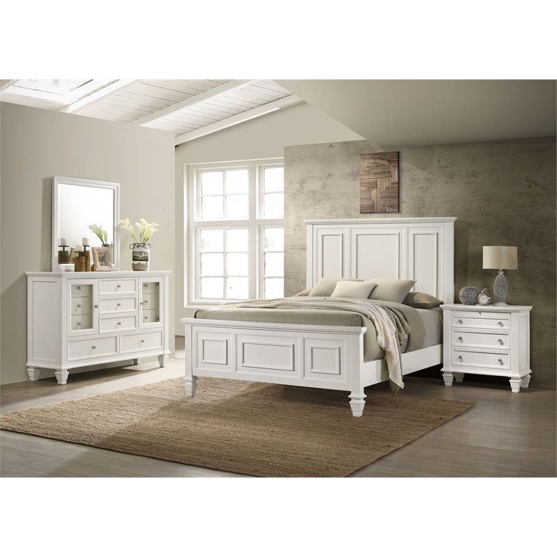 Sandy Beach 4-piece California King Bedroom Set Cream White