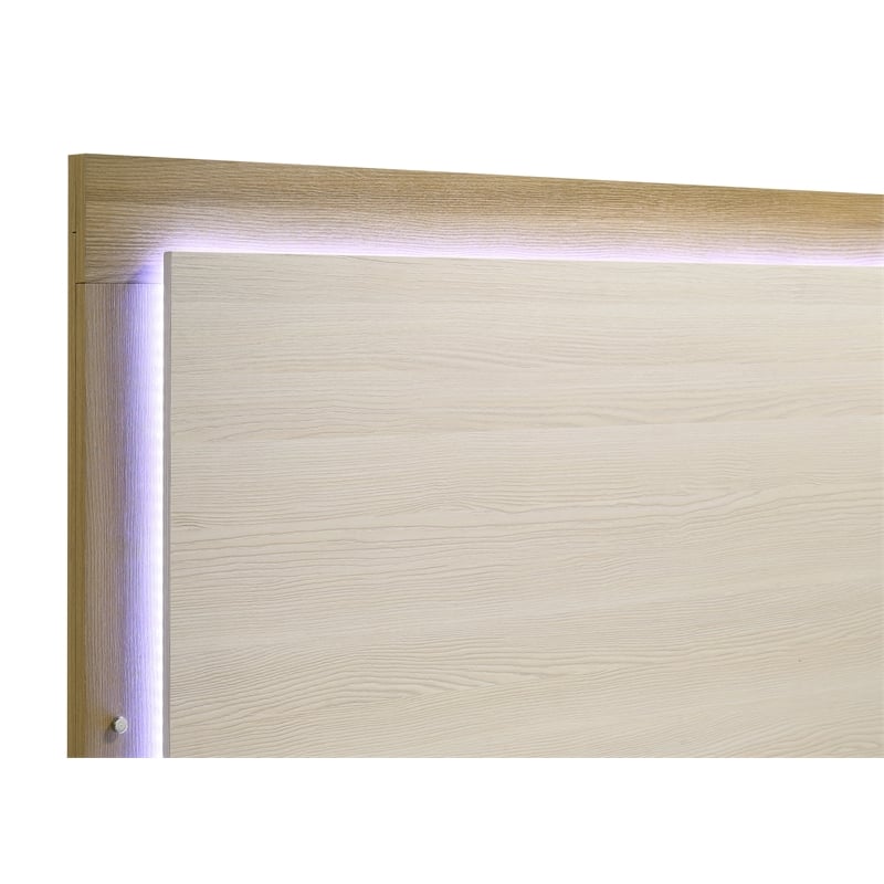 Hyland Wood Queen LED Panel Bed Natural and White