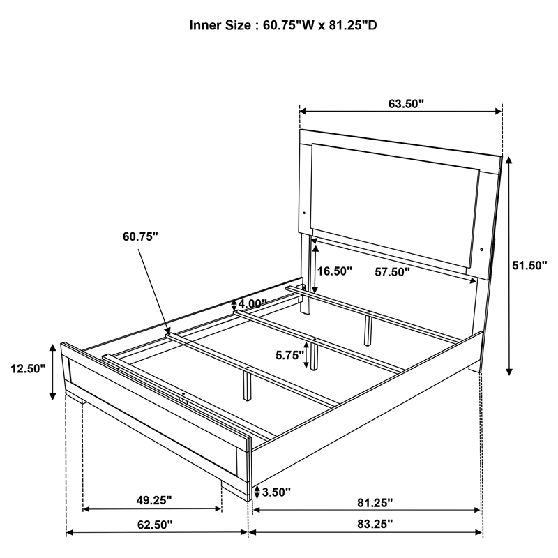 Hyland Wood Queen LED Panel Bed Natural and White