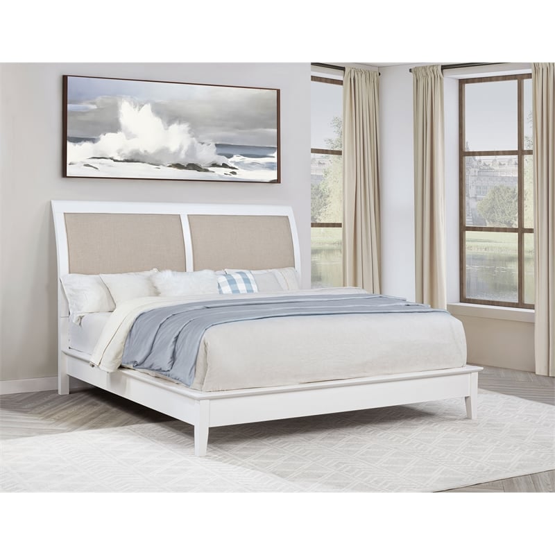 Bexhill 56-inch Upholstered Eastern King Panel Bed White