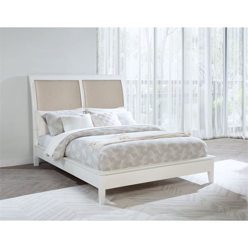 Bexhill 56-inch Upholstered Queen Panel Bed White