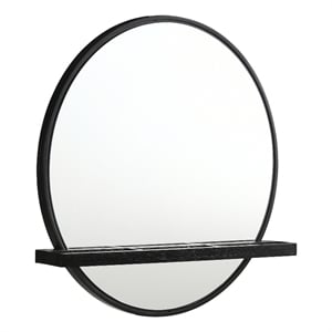 Arini Round Vanity Wall Mirror with Shelf Black