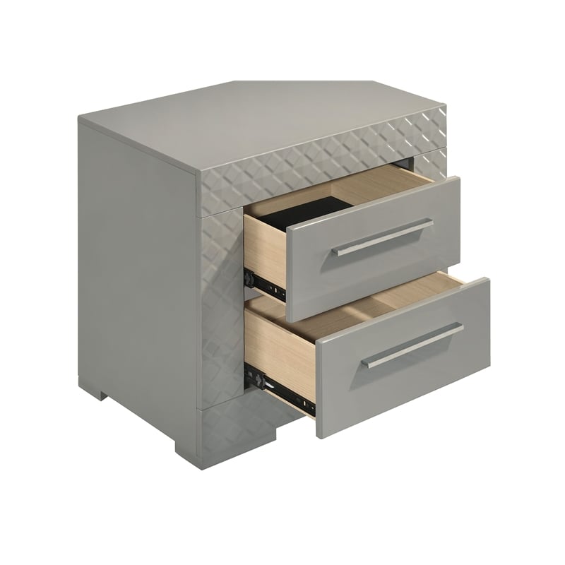 Ives 4-piece Eastern King Bedroom Set Grey High Gloss