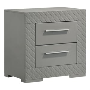 Ives 2-drawer Nightstand Bedside Table Grey High Gloss