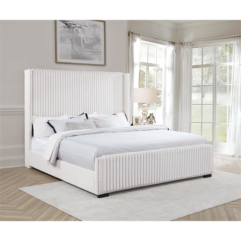 Natasha 65-inch Upholstered California King Bed Cream