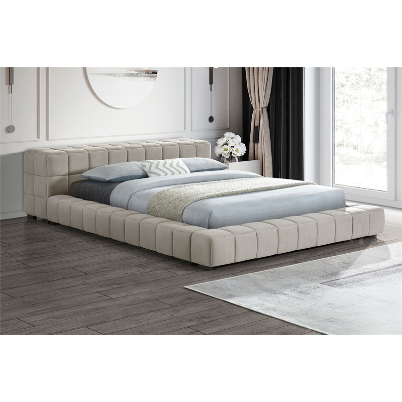 Trinity Upholstered Full Platform Bed Light Taupe