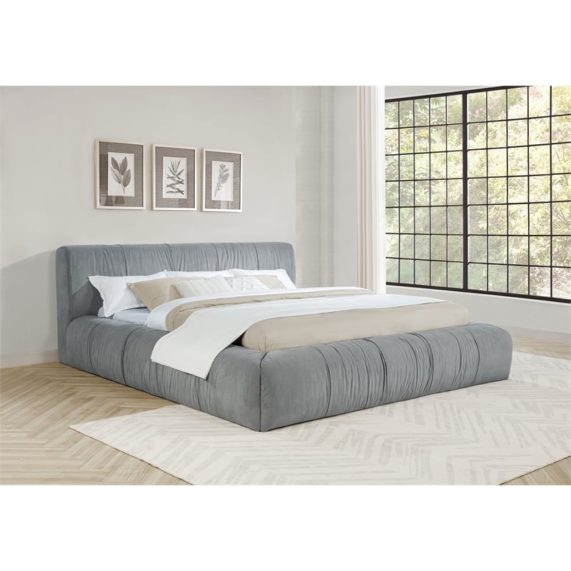 Wilshire Upholstered Eastern King Platform Bed Grey