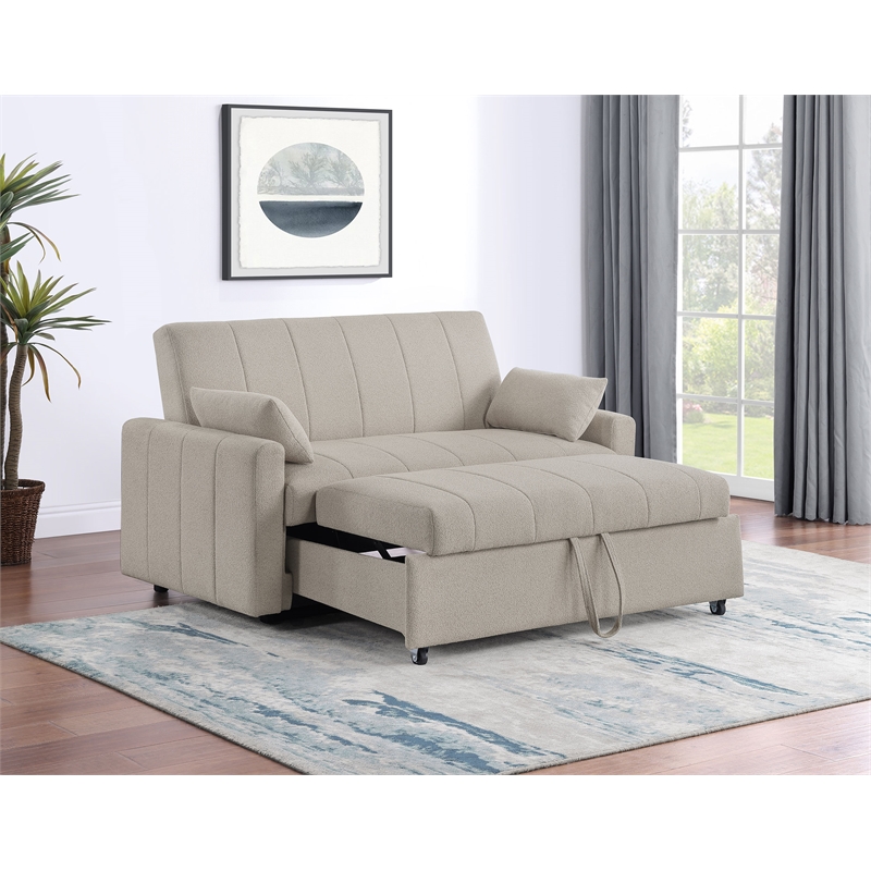 Portland Boucle Upholstered Sleeper Sofa Bed Latte