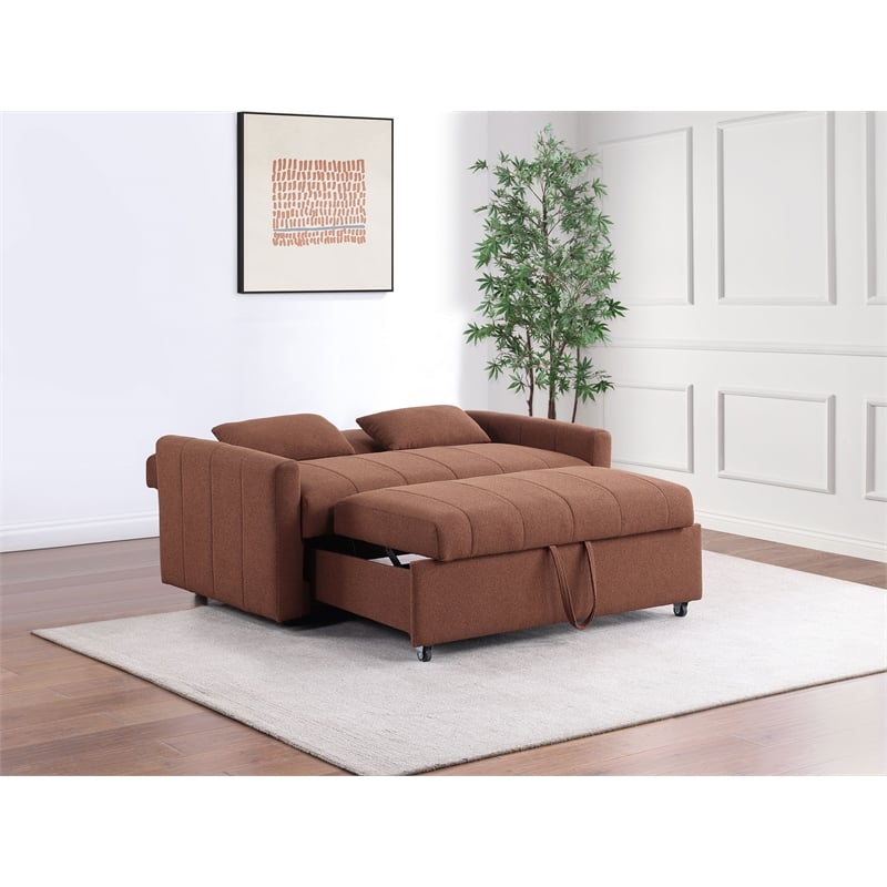 Portland Boucle Upholstered Sleeper Sofa Bed Copper