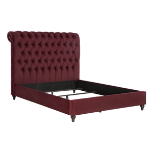 Devon 57-inch Upholstered Queen Panel Bed Wine Red