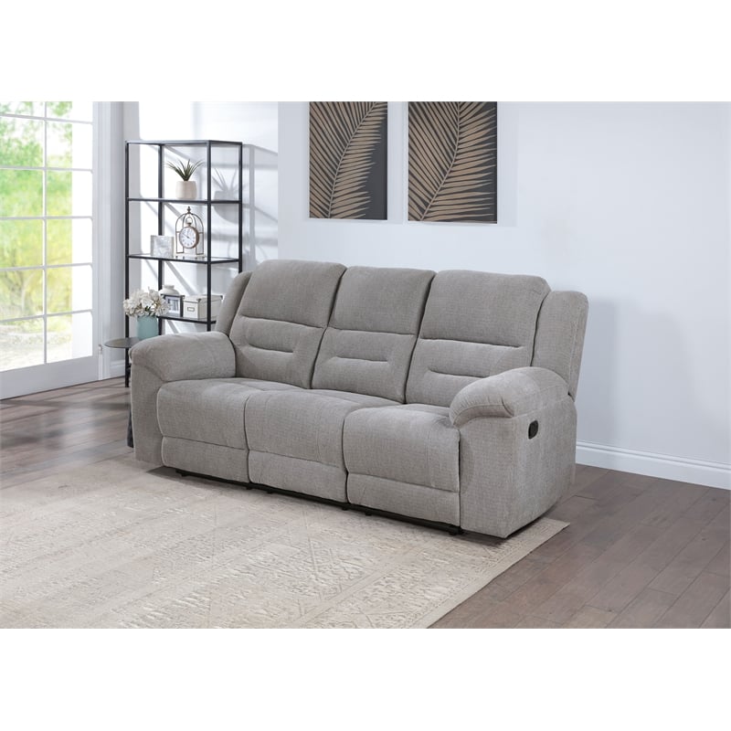 Gilson Chenille Upholstered Reclining Sofa Grey