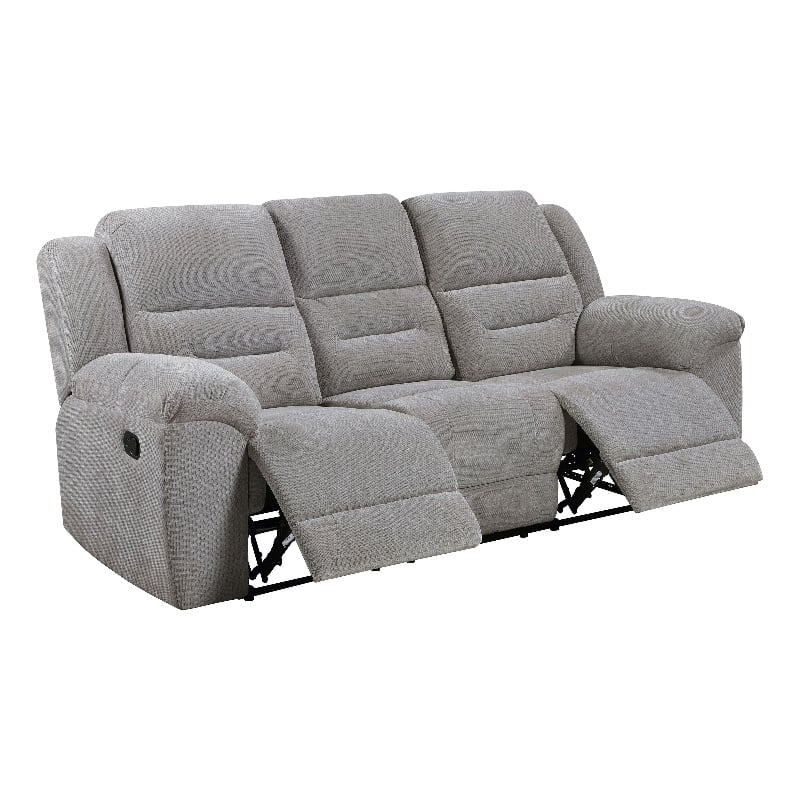 Gilson Chenille Upholstered Reclining Sofa Grey