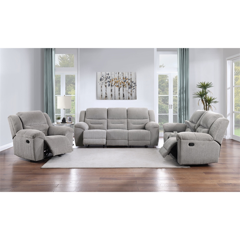 Gilson Chenille Upholstered Reclining Loveseat Grey