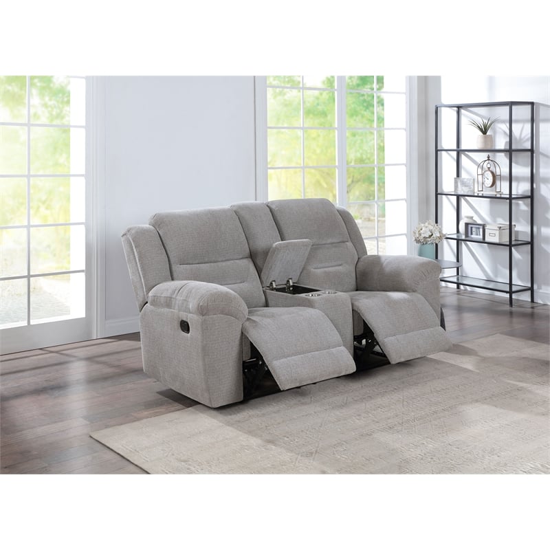 Gilson Chenille Upholstered Reclining Loveseat Grey