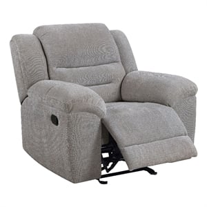 coaster gilson pillow top arms upholstered chenille glider recliner in gray
