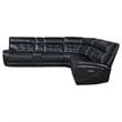 Hewitt Leather Dual Power Reclining Sectional Sofa Black
