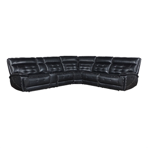 Hewitt Leather Dual Power Reclining Sectional Sofa Black