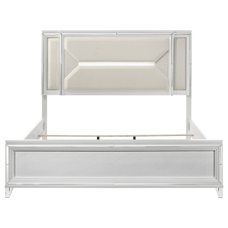 Marmore 64-inch Eastern King Panel Bed LED Headboard White