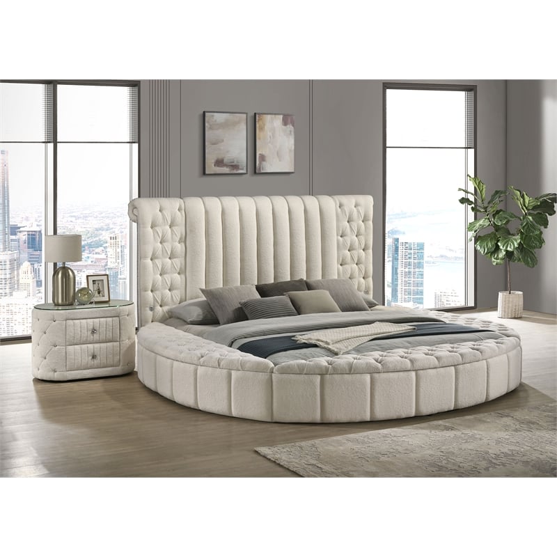 Sonya 2-drawer Upholstered Nightstand Bedside Table Ivory