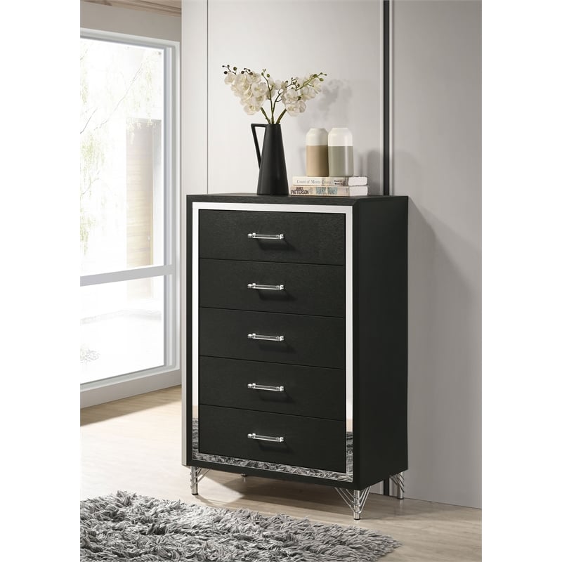 Lucia 5-drawer Bedroom Chest of Drawers Black