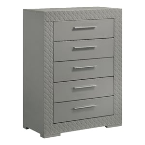 Ives 5-drawer Bedroom Chest of Drawers Grey High Gloss