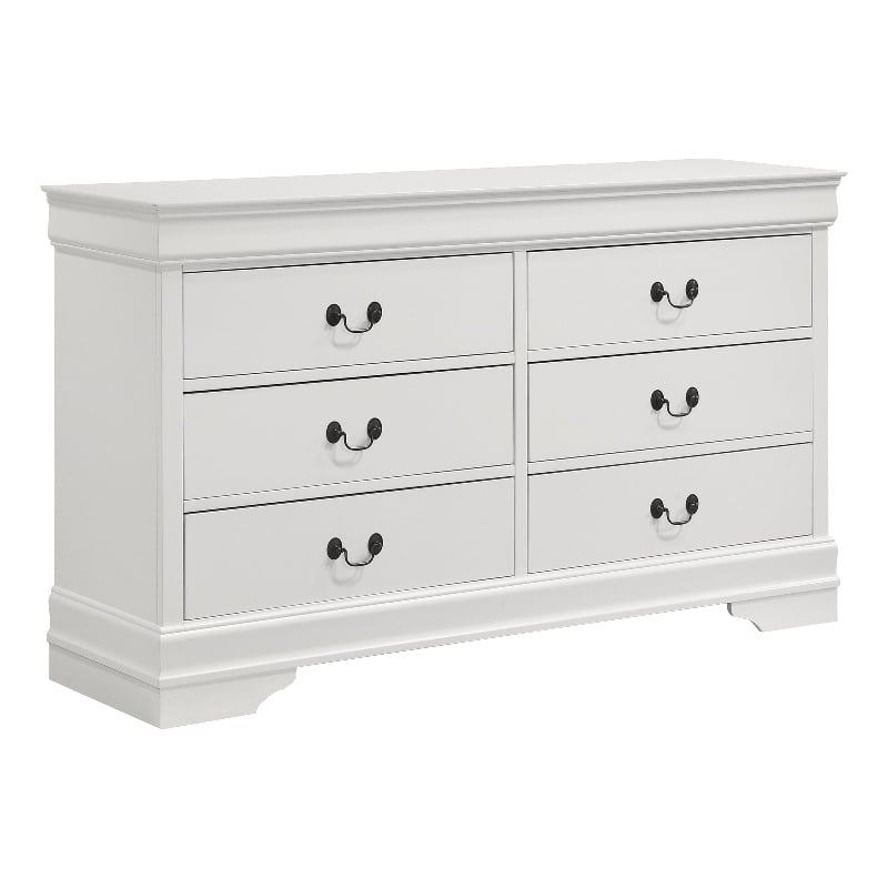 Louis Philippe 6-drawer Dresser White