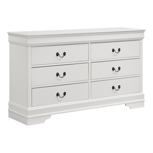 coaster louis philippe 6-drawer rectangular traditional wood dresser in white