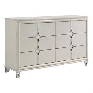 coaster olivia 6-drawer rectangular contemporary wood dresser pearl white