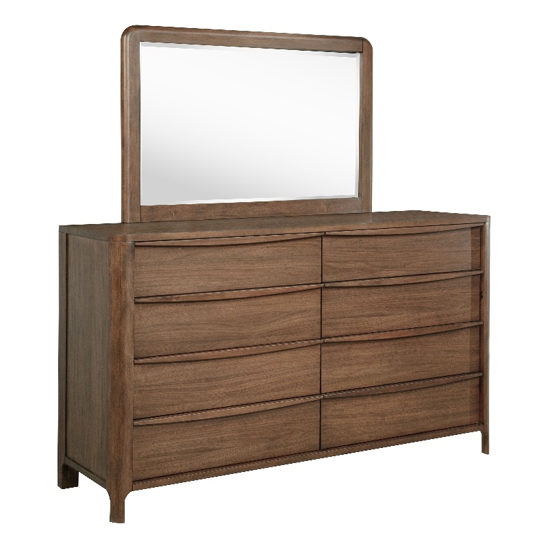 Maderia 8-drawer Dresser and Mirror Walnut