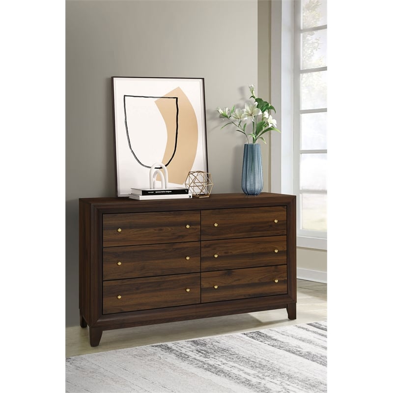Welsley 6-drawer Dresser Cabinet Walnut