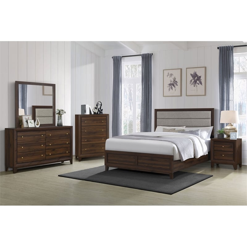 Welsley 6-drawer Dresser and Mirror Walnut