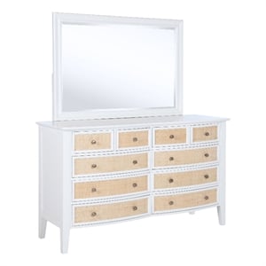 coaster bexhill 10-drawer rectangular coastal wood dresser and mirror in white