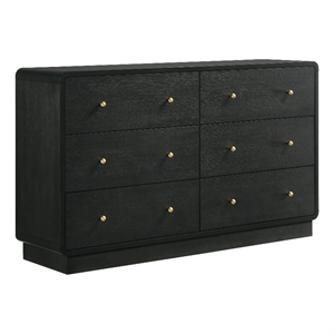 coaster cavelle 6-drawer rectangular mid-century wood dresser in black